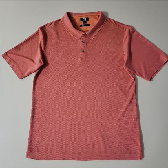 Cutter & Buck CB Drytec Luxe Solid Orange Mens Short Sleeve Polo - Picture 4 of 15